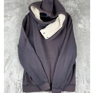 H&M Divided Mens Sherpa‎ Lined Hooded Pullover Sweatshirt Charcoal Gray XL
